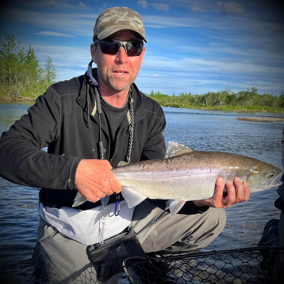 Goodnews River Float Trip in late July, with Pink, Chum, Dolly, Rainbow, and Grayling fishing